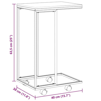 Tavolino con Ruote Nero 40x30x63,5cm in Legno Ingegnerizzato | homemem39