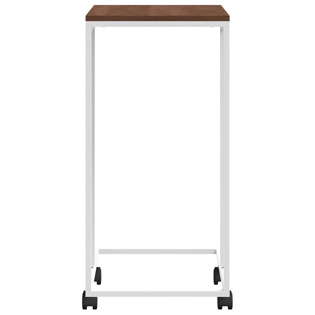 Tavolino con Ruote Bianco 40x30x63,5cm in Legno Multistrato