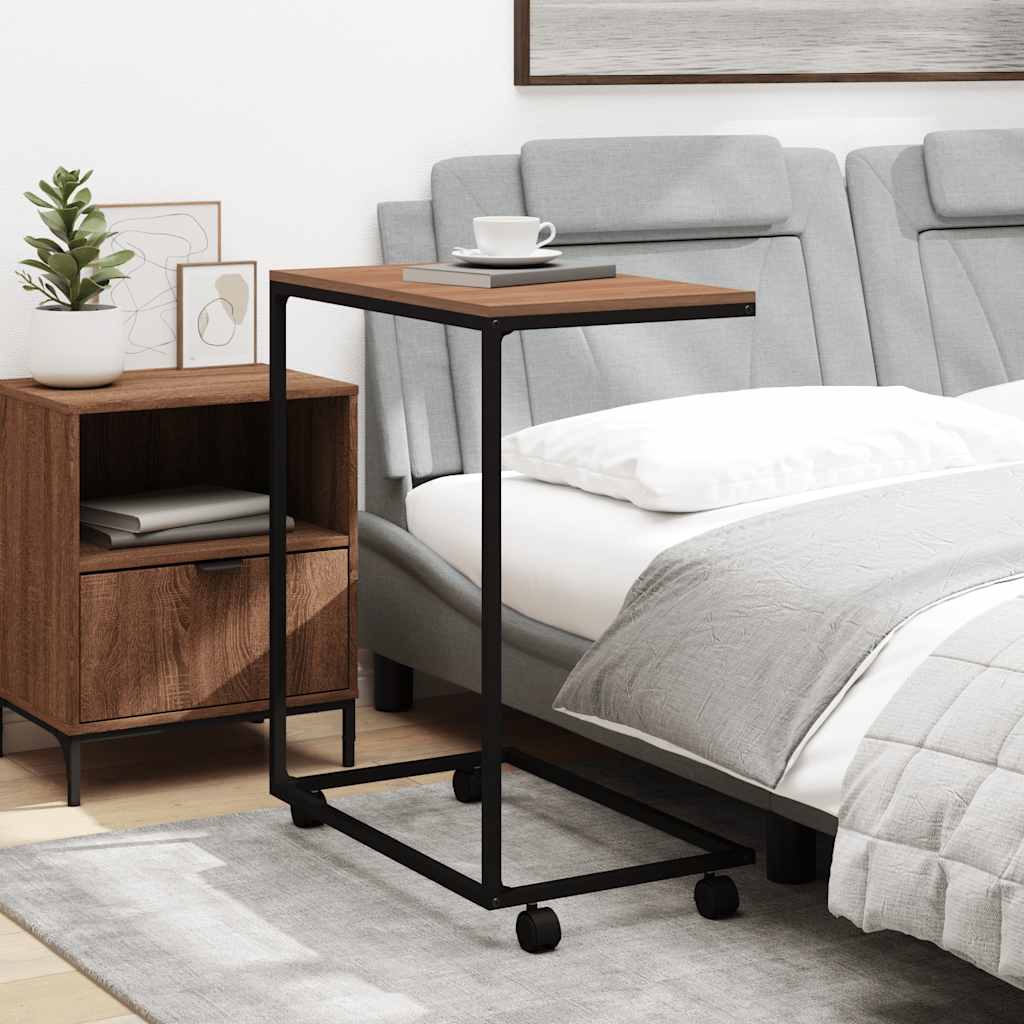 Tavolino con Ruote Nero 55x35x70 cm in Legno Multistrato | homemem39