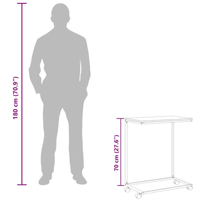 Tavolino con Ruote Nero 55x35x70 cm in Legno Multistrato