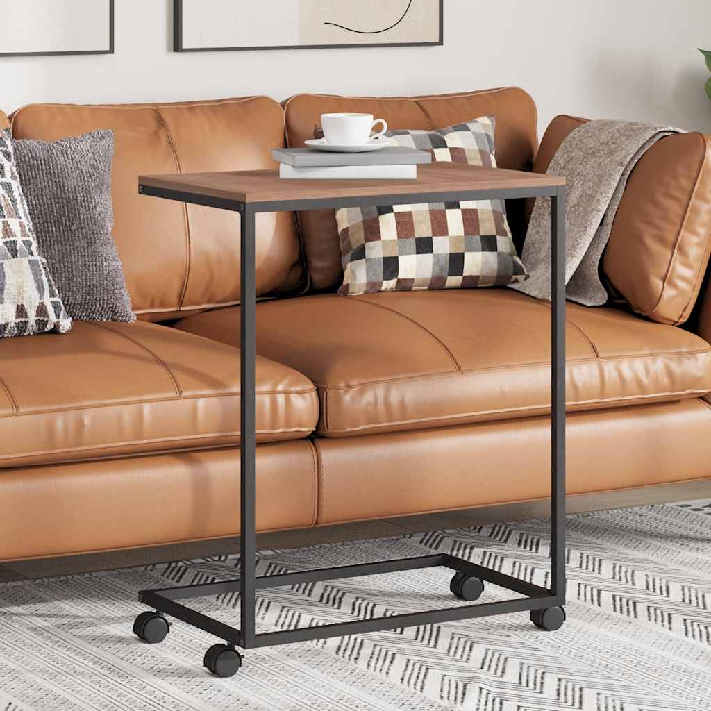 Tavolino con Ruote Nero 55x35x70 cm in Legno Multistrato | homemem39