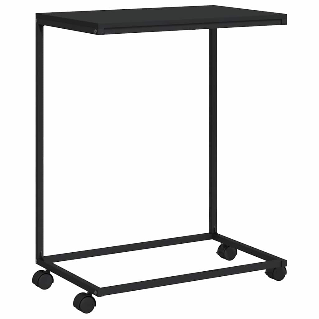 Tavolino con Ruote Nero 55x35x70 cm in Legno Multistrato | homemem39