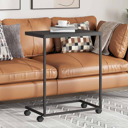 Tavolino con Ruote Nero 55x35x70 cm in Legno Multistrato | homemem39