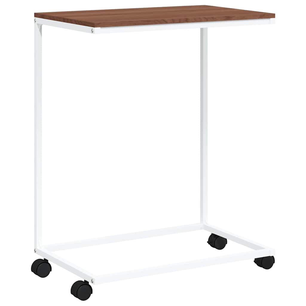 Tavolino con Ruote Bianco 55x35x70 cm in Legno Multistrato | homemem39