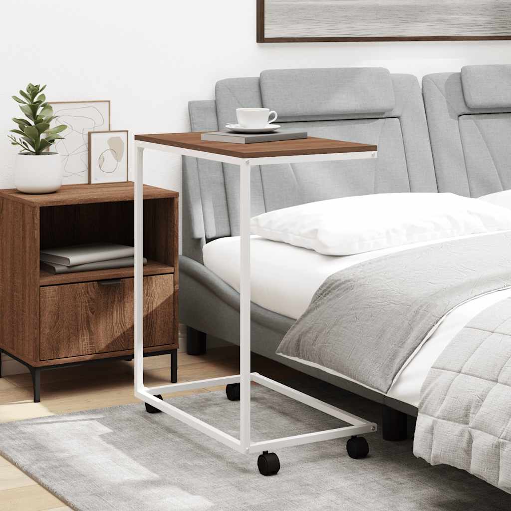 Tavolino con Ruote Bianco 55x35x70 cm in Legno Multistrato | homemem39