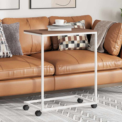 Tavolino con Ruote Bianco 55x35x70 cm in Legno Multistrato | homemem39