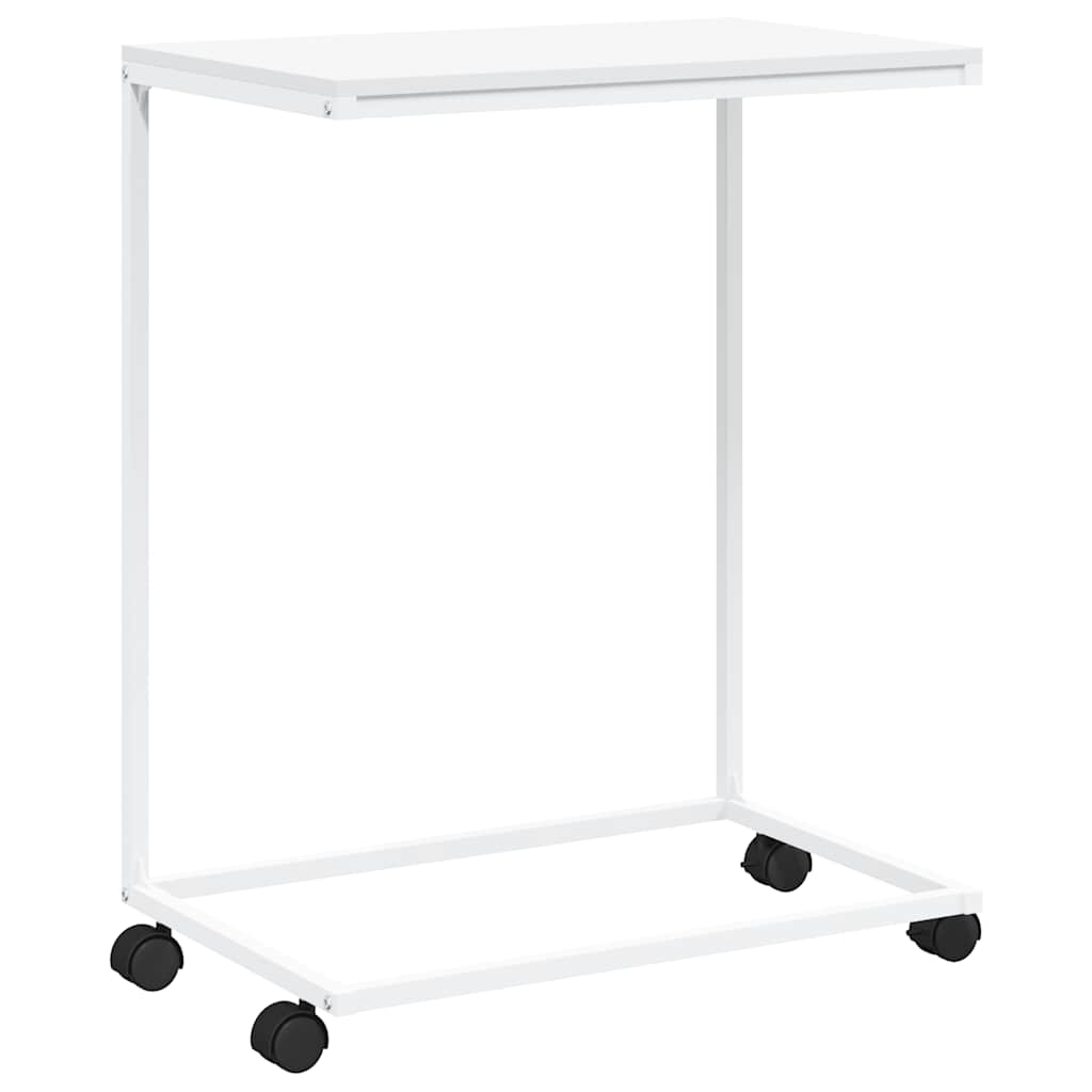 Tavolino con Ruote Bianco 55x35x70 cm in Legno Multistrato | homemem39