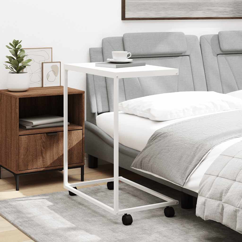 Tavolino con Ruote Bianco 55x35x70 cm in Legno Multistrato | homemem39