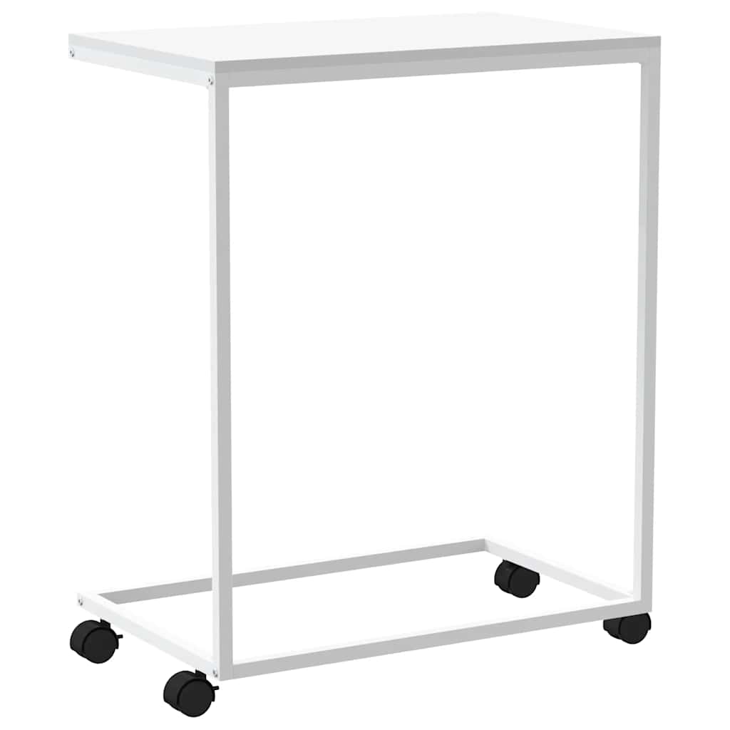 Tavolino con Ruote Bianco 55x35x70 cm in Legno Multistrato | homemem39