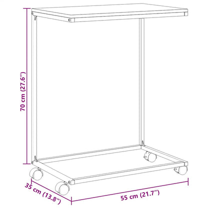 Tavolino con Ruote Bianco 55x35x70 cm in Legno Multistrato