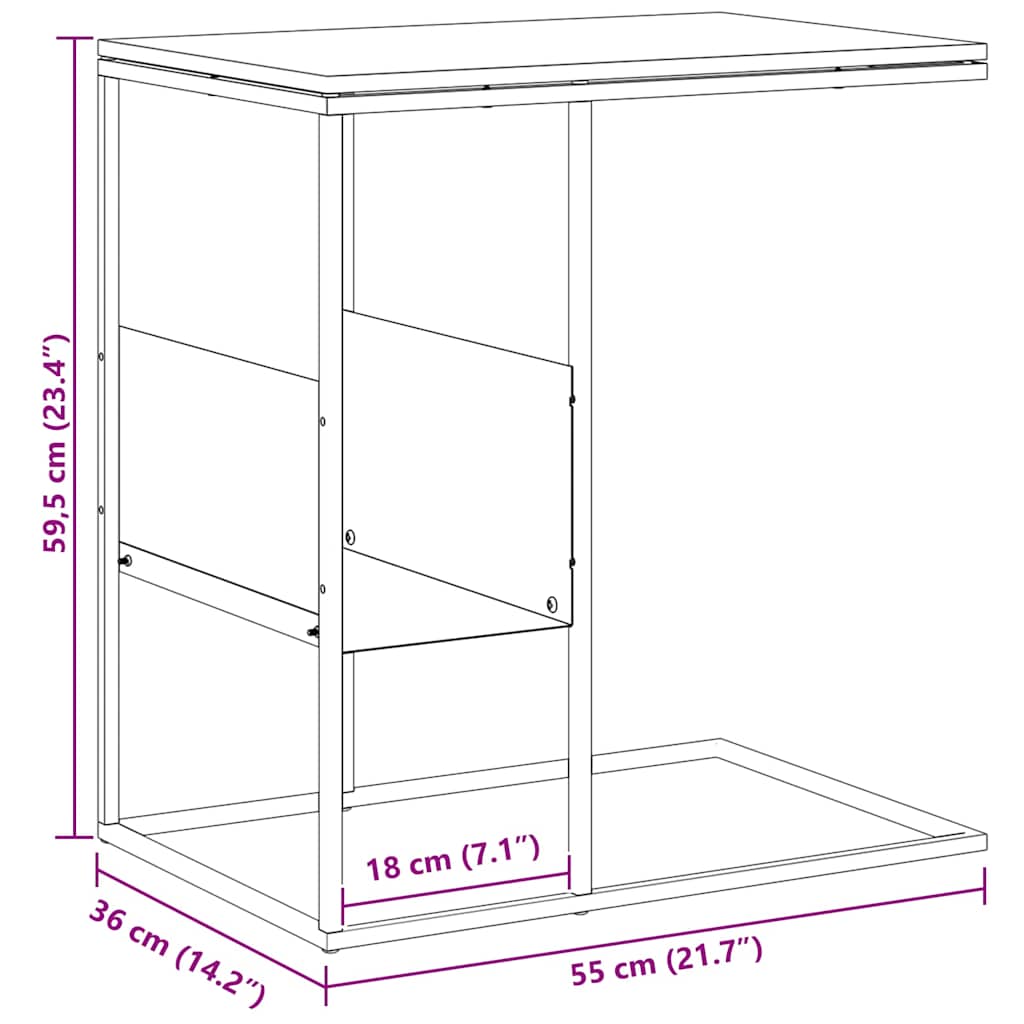 Tavolino Nero 55x36x59,5 cm Legno Multistrato | homemem39