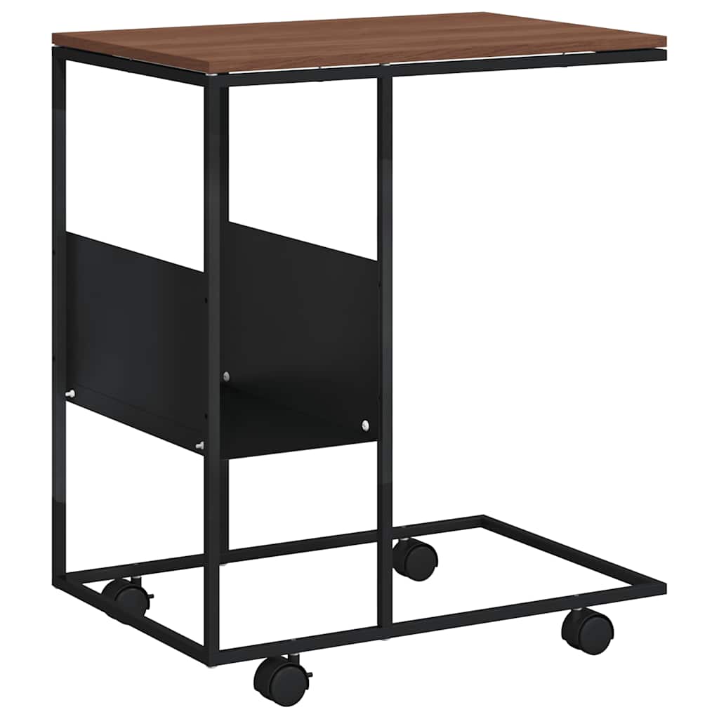 Tavolino con Ruote Nero 55x36x63,5 cm in Legno Multistrato | homemem39
