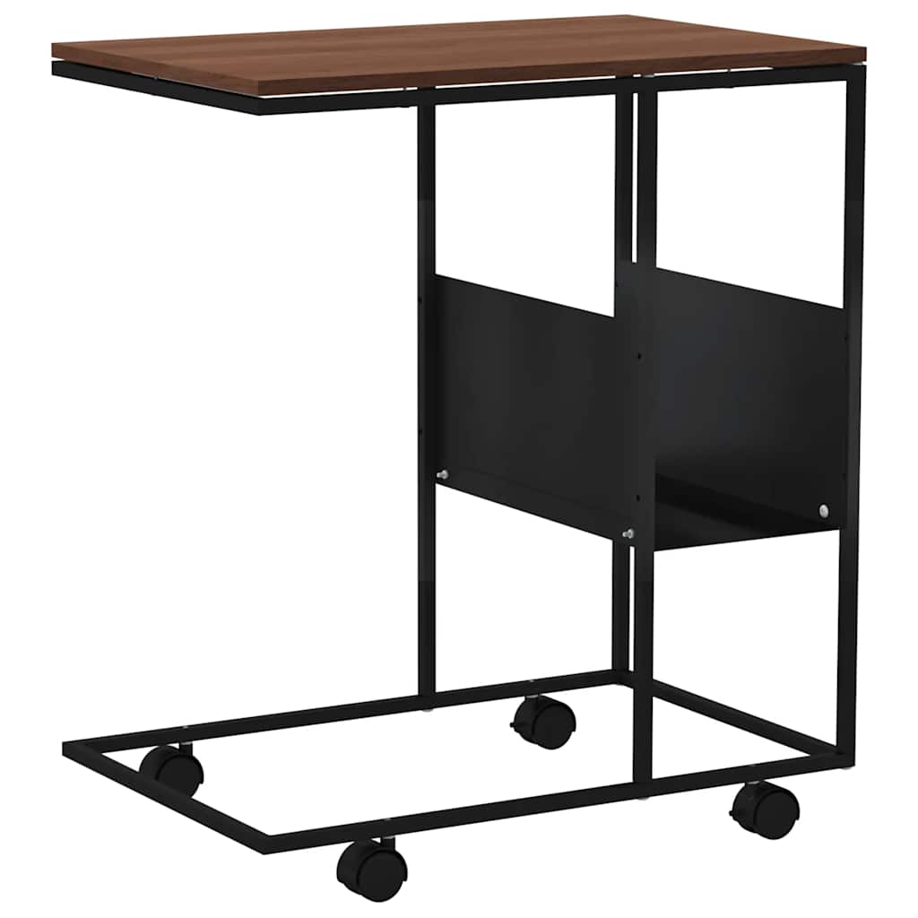 Tavolino con Ruote Nero 55x36x63,5 cm in Legno Multistrato | homemem39