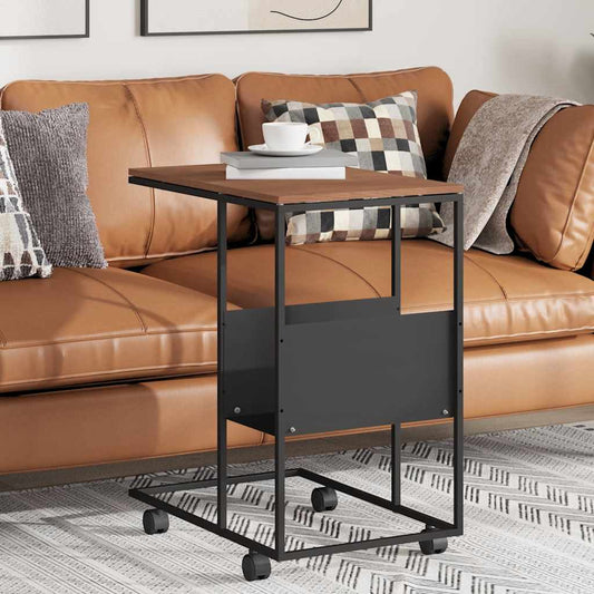 Tavolino con Ruote Nero 55x36x63,5 cm in Legno Multistrato | homemem39