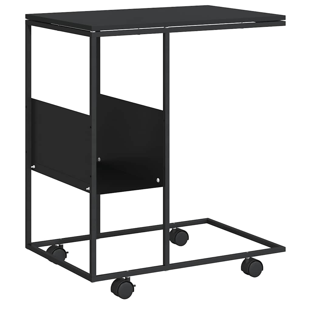 Tavolino con Ruote Nero 55x36x63,5 cm in Legno Multistrato | homemem39
