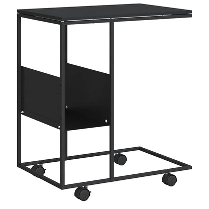 Tavolino con Ruote Nero 55x36x63,5 cm in Legno Multistrato | homemem39