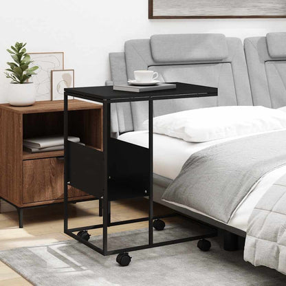 Tavolino con Ruote Nero 55x36x63,5 cm in Legno Multistrato | homemem39