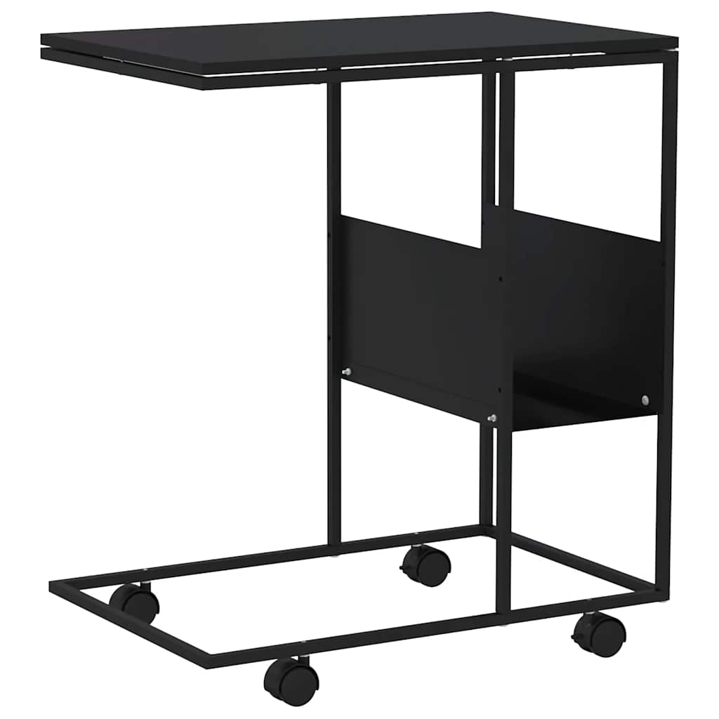 Tavolino con Ruote Nero 55x36x63,5 cm in Legno Multistrato | homemem39