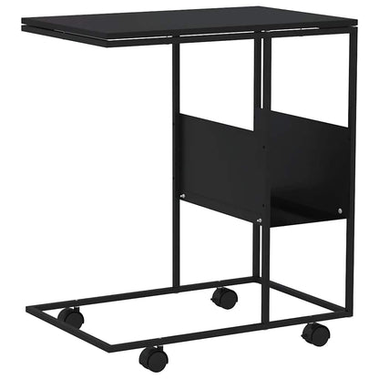 Tavolino con Ruote Nero 55x36x63,5 cm in Legno Multistrato | homemem39