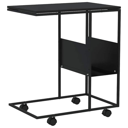 Tavolino con Ruote Nero 55x36x63,5 cm in Legno Multistrato