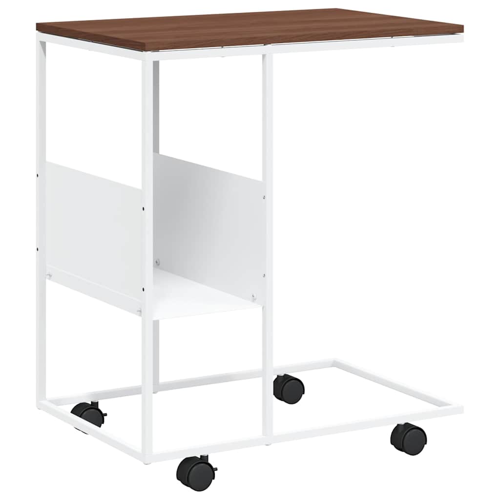 Tavolino con Ruote Bianco 55x36x63,5cm in Legno Multistrato | homemem39
