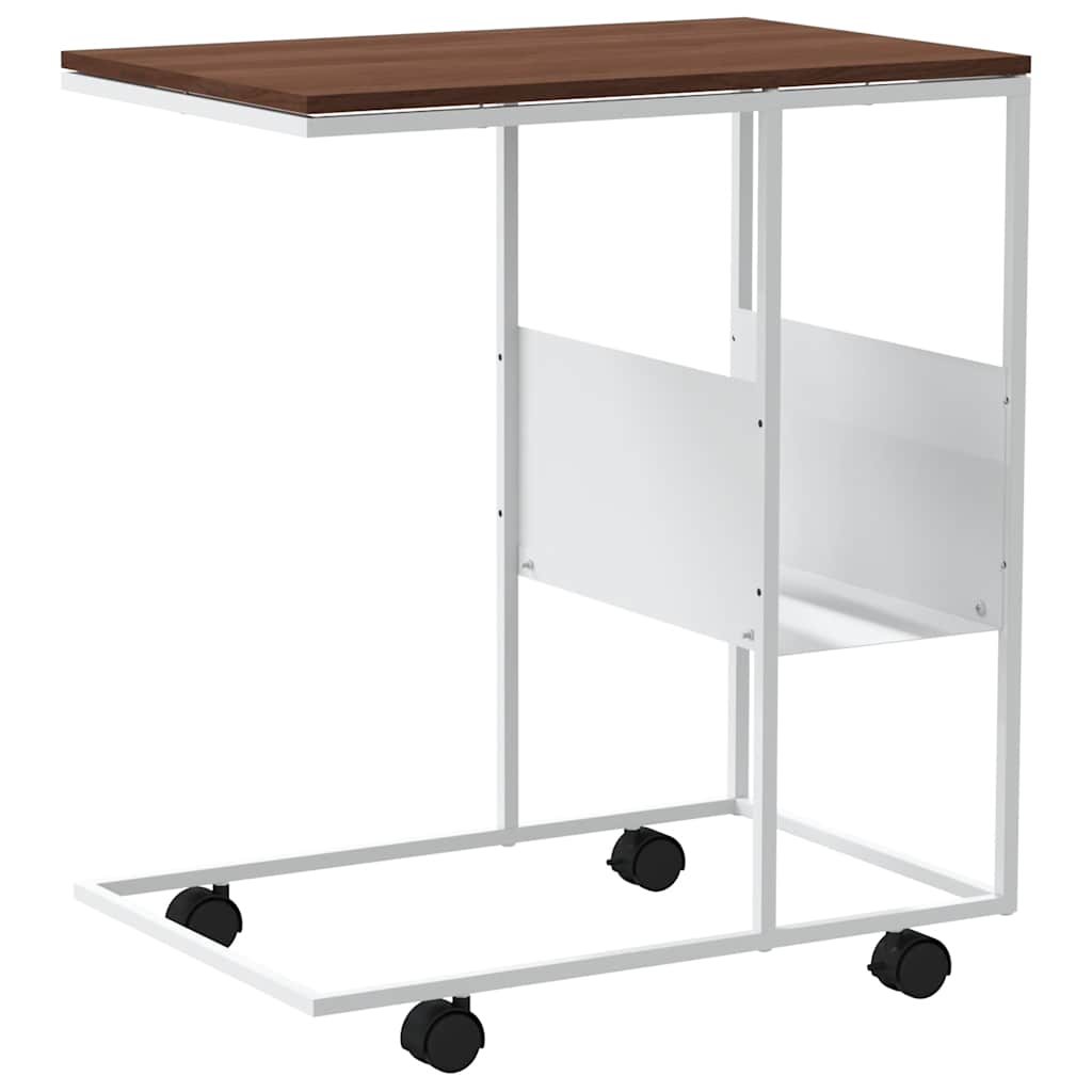 Tavolino con Ruote Bianco 55x36x63,5cm in Legno Multistrato | homemem39