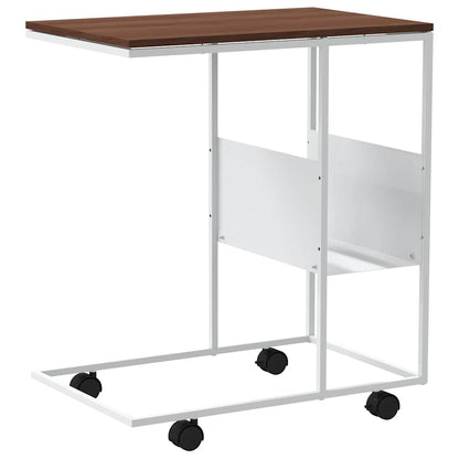 Tavolino con Ruote Bianco 55x36x63,5cm in Legno Multistrato | homemem39