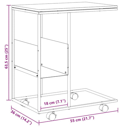 Tavolino con Ruote Bianco 55x36x63,5cm in Legno Multistrato