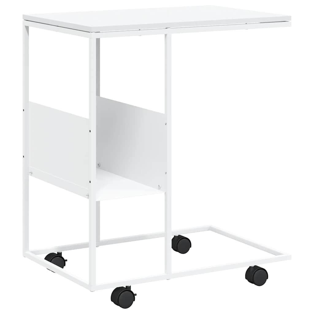 Tavolino con Ruote Bianco 55x36x63,5cm in Legno Multistrato | homemem39