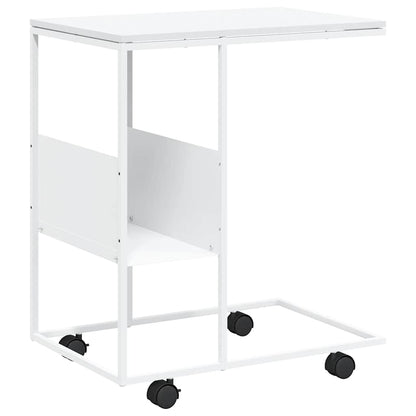 Tavolino con Ruote Bianco 55x36x63,5cm in Legno Multistrato | homemem39