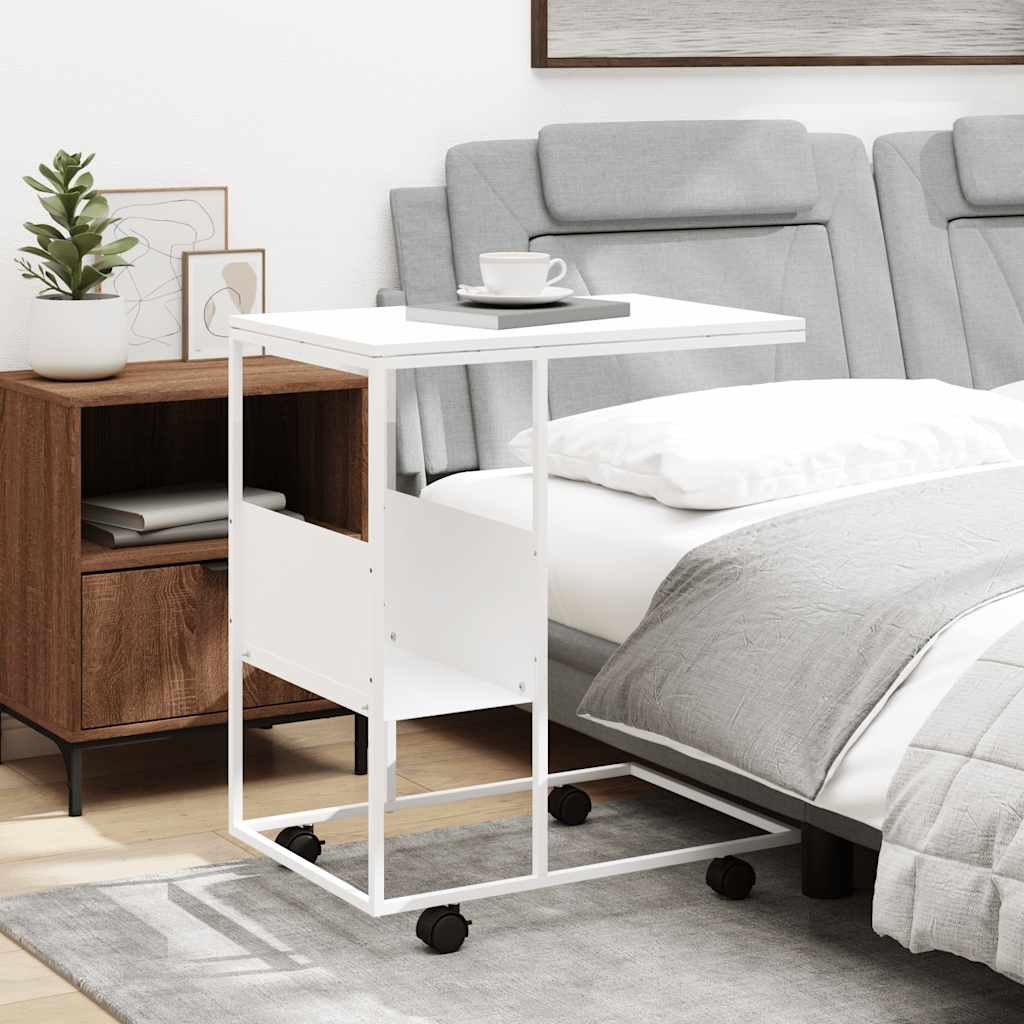 Tavolino con Ruote Bianco 55x36x63,5cm in Legno Multistrato | homemem39