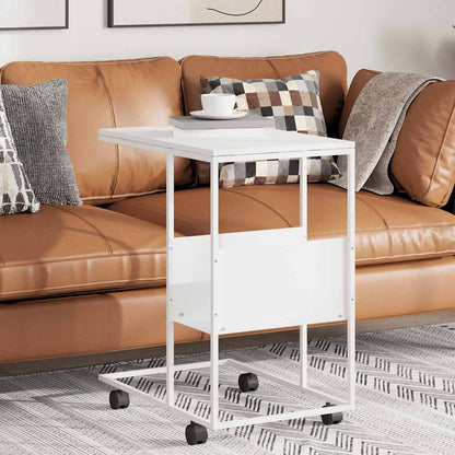 Tavolino con Ruote Bianco 55x36x63,5cm in Legno Multistrato | homemem39