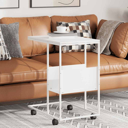 Tavolino con Ruote Bianco 55x36x63,5cm in Legno Multistrato | homemem39