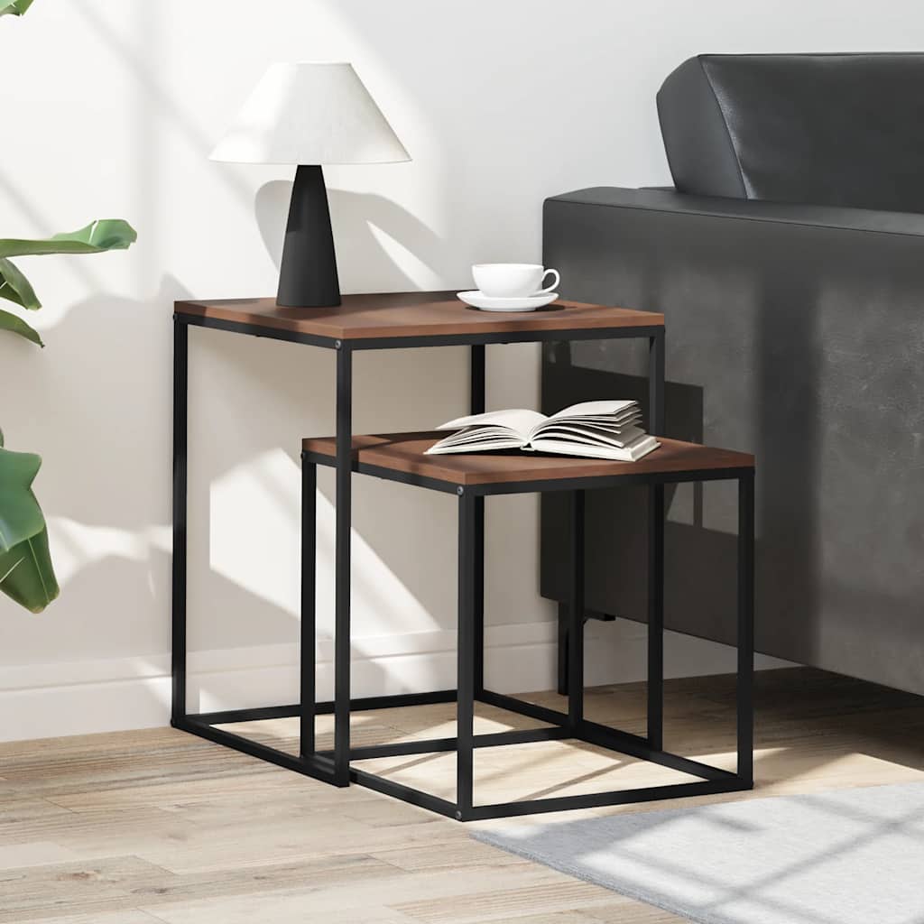 Set di Tavolini 2 pz in Legno Multistrato e Metallo | homemem39