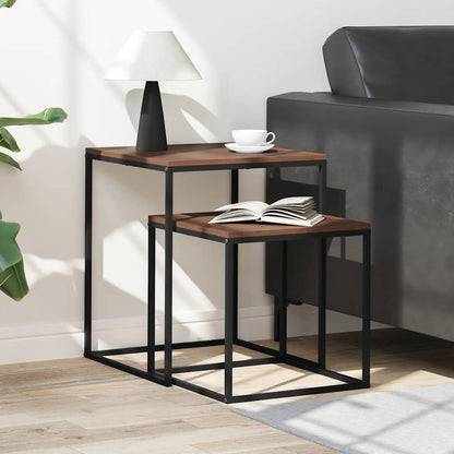 Set di Tavolini 2 pz in Legno Multistrato e Metallo | homemem39