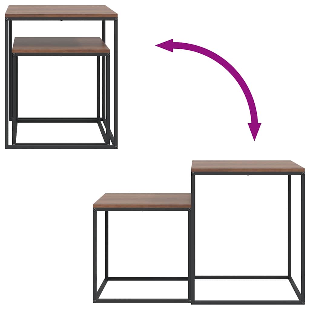 Set di Tavolini 2 pz in Legno Multistrato e Metallo