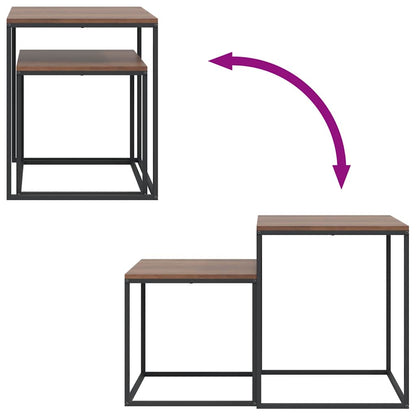 Set di Tavolini 2 pz in Legno Multistrato e Metallo