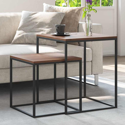 Set di Tavolini 2 pz in Legno Multistrato e Metallo | homemem39