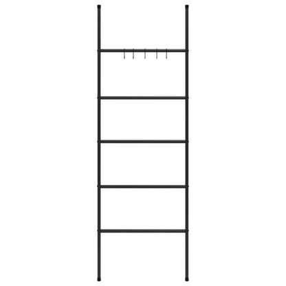 Scala Porta Asciugamani con 5 Livelli Nera 58x175 cm in Ferro