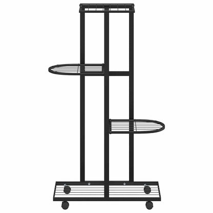 Fioriera a 4 Piani con Ruote 44x23x80 cm Ferro Nero