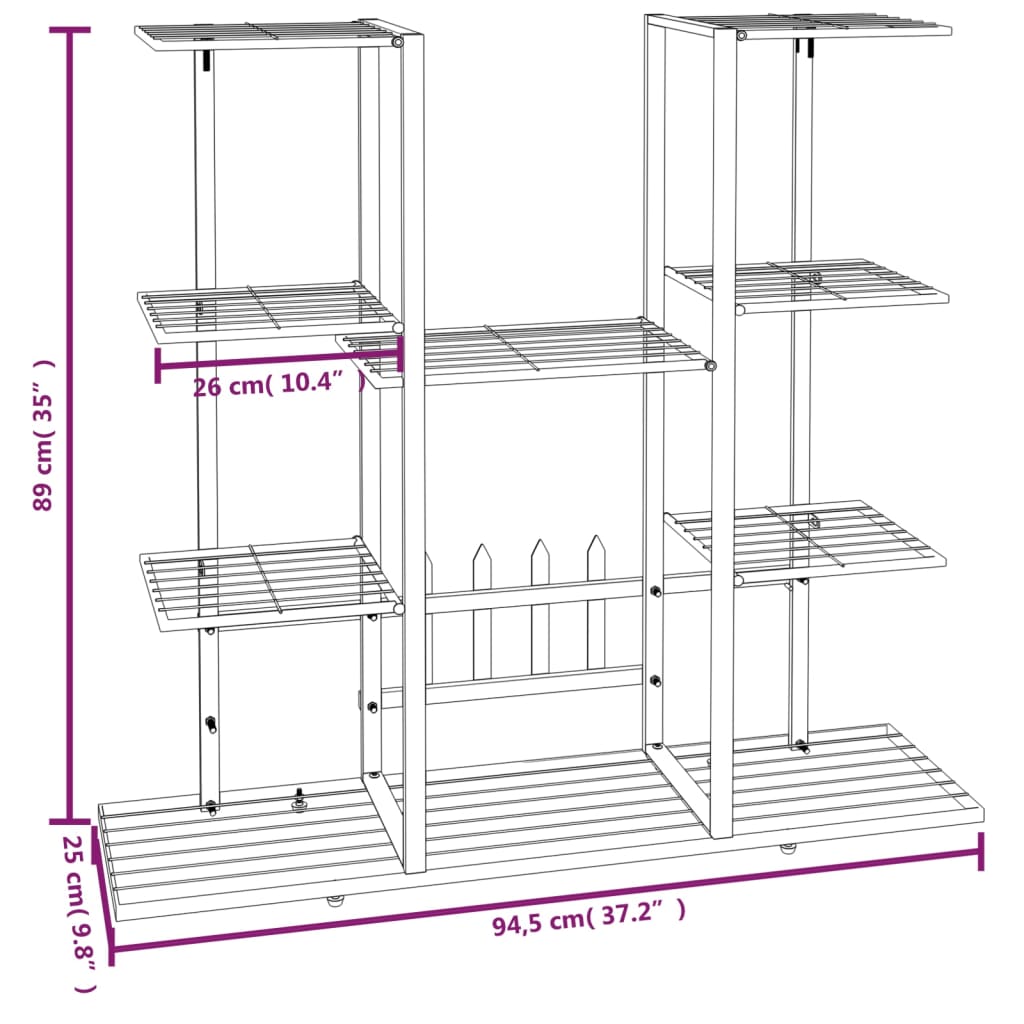 Portafiori 94,5x25x89 cm Ferro Nero - homemem39