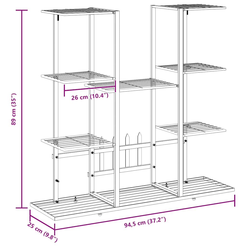 Portafiori 94,5x25x89 cm Ferro Bianco