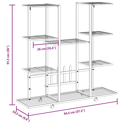 Portafiori con Ruote 94,5x24,5x91,5 cm Ferro Bianco