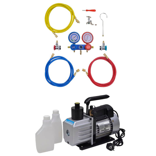 Kit Pompa di Aspirazione 50 L/min con Manometro a 2 Vie