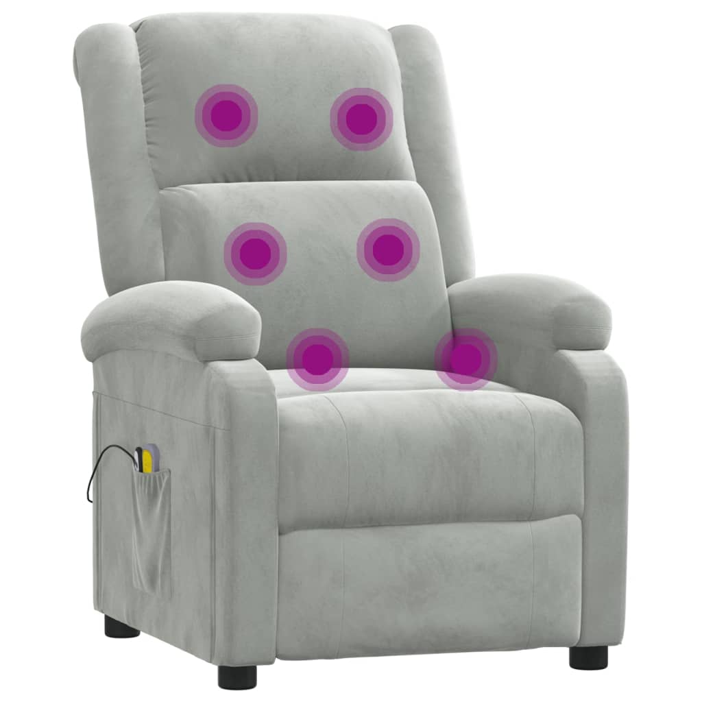 Poltrona Massaggiante Elettrica Grigio Chiaro in Velluto | homemem39