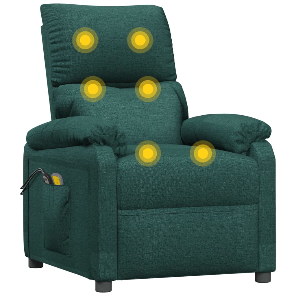 Poltrona Massaggiante Elettrica Verde Scuro in Tessuto | homemem39