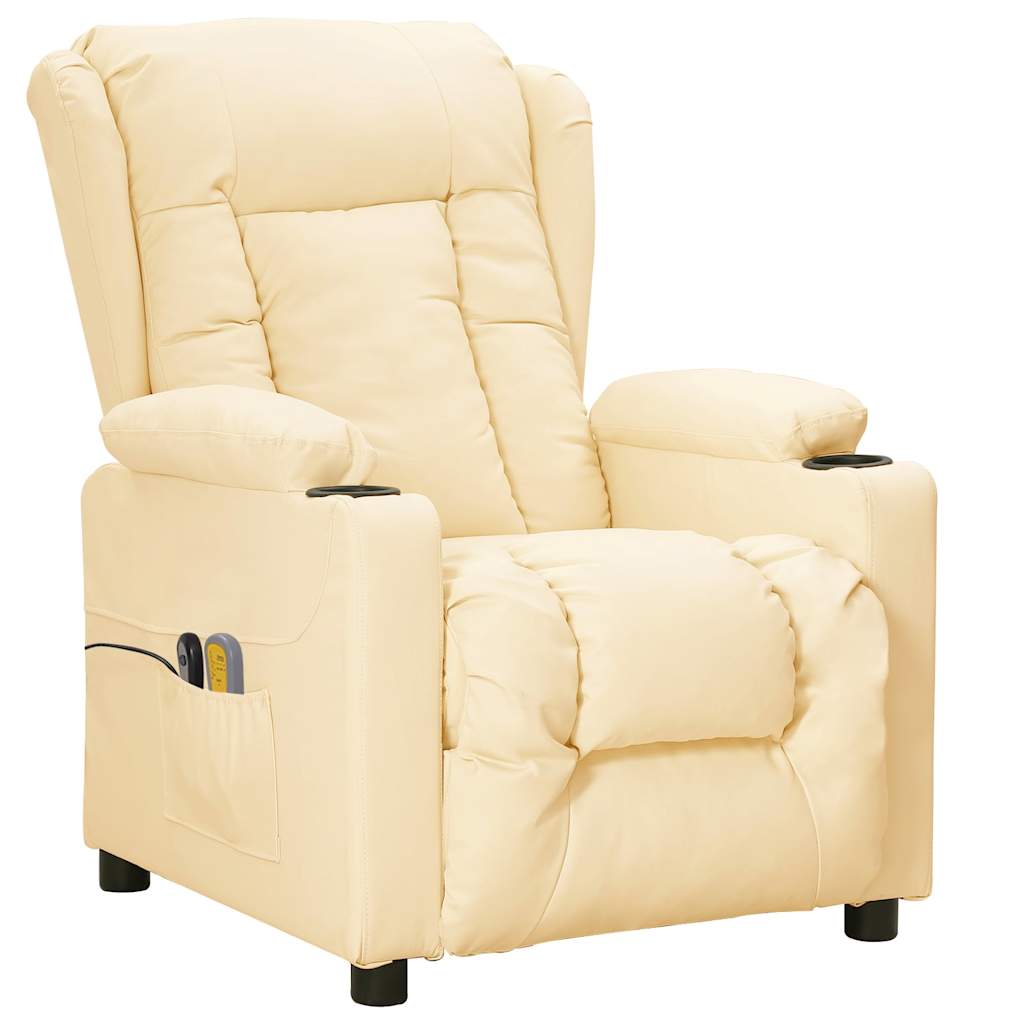 Poltrona Massaggiante Elettrica Crema Similpelle | homemem39