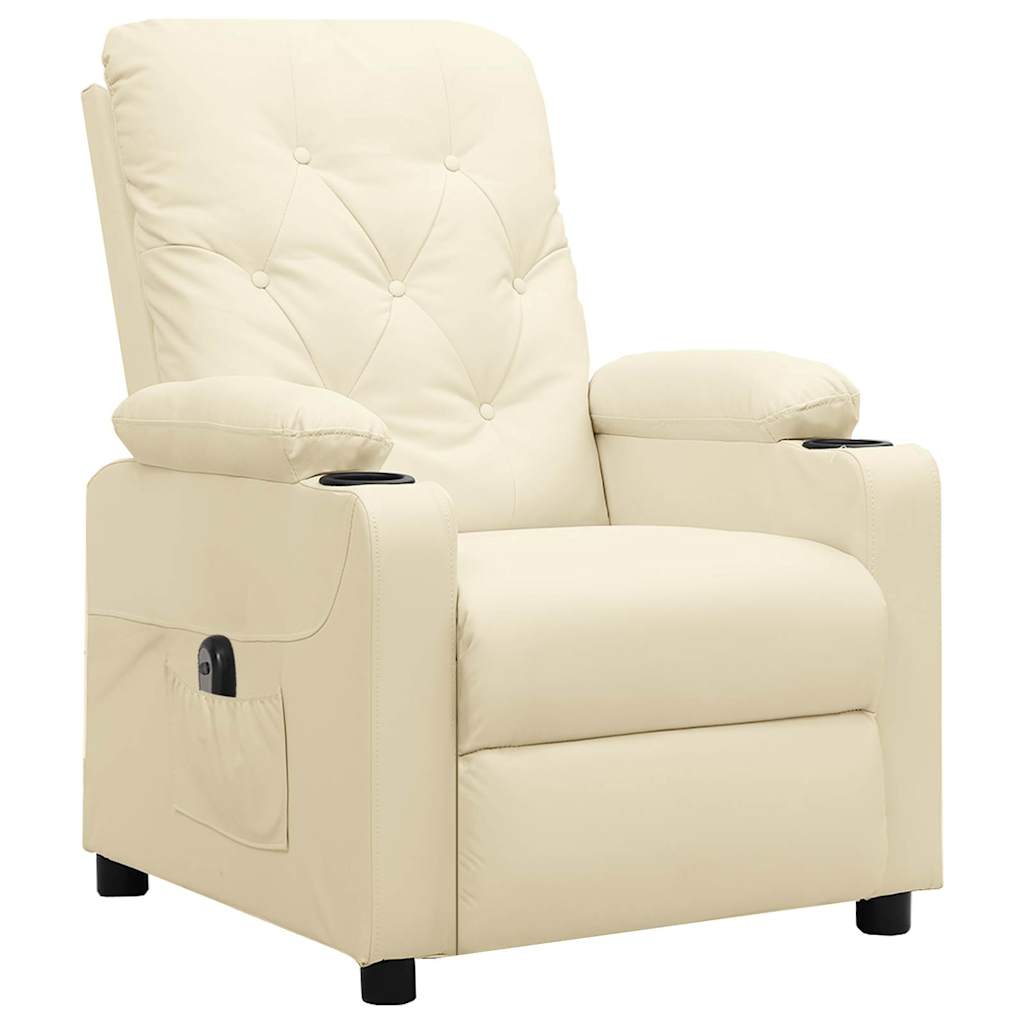 Poltrona Reclinabile Elettrica Crema in Similpelle