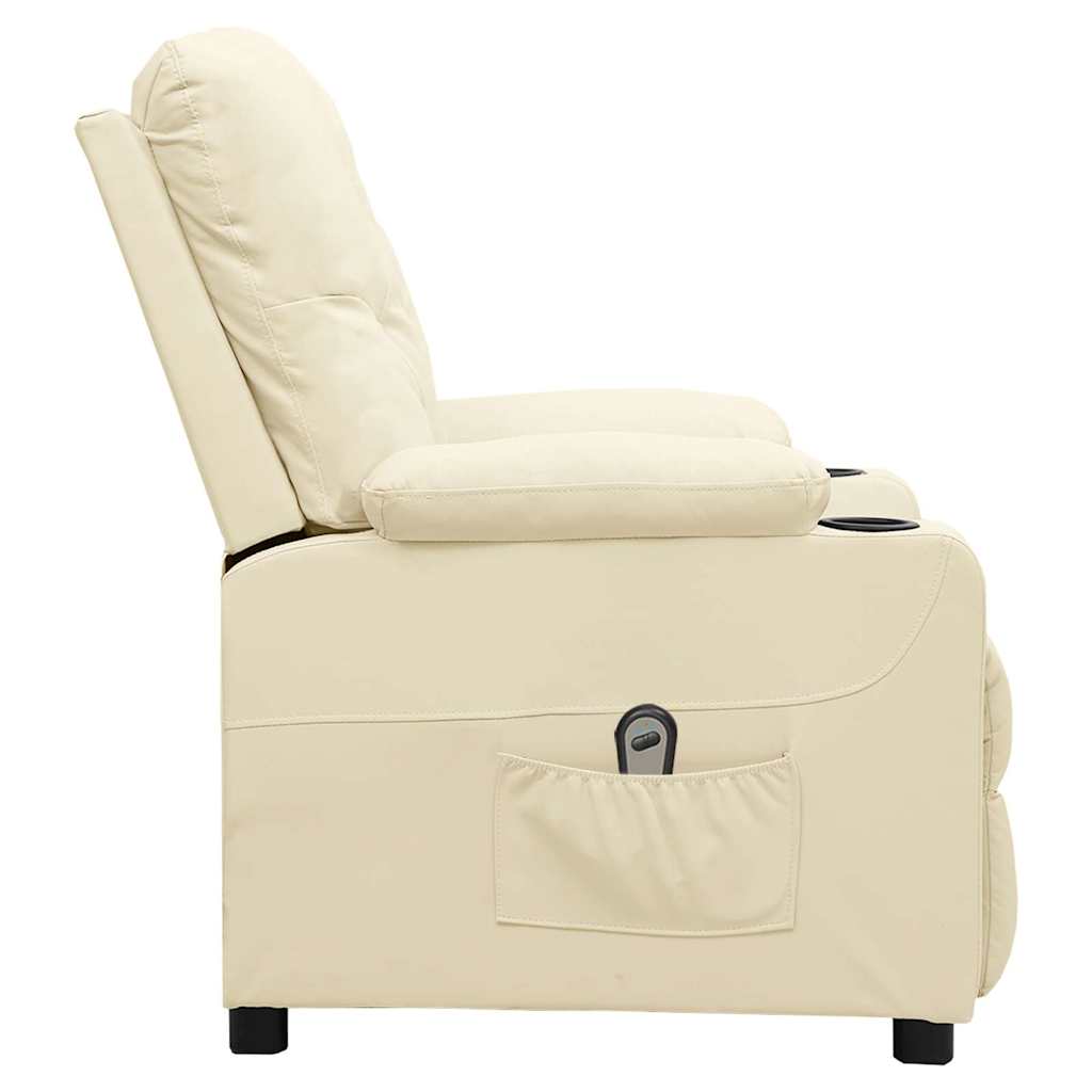 Poltrona Reclinabile Elettrica Crema in Similpelle