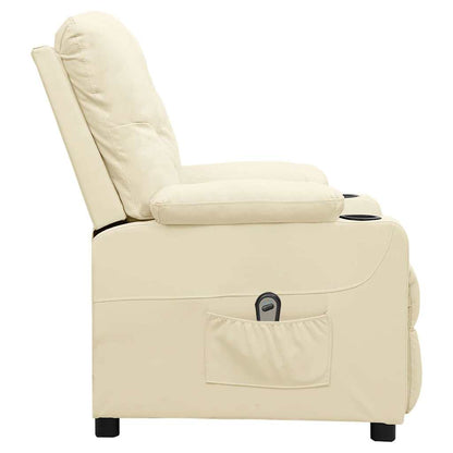 Poltrona Reclinabile Elettrica Crema in Similpelle